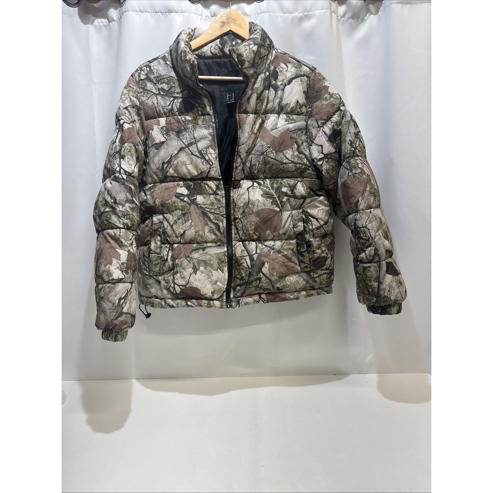 Forever 21 Puffer Jacket Medium RealTree Leaf Camo Zip Pockets